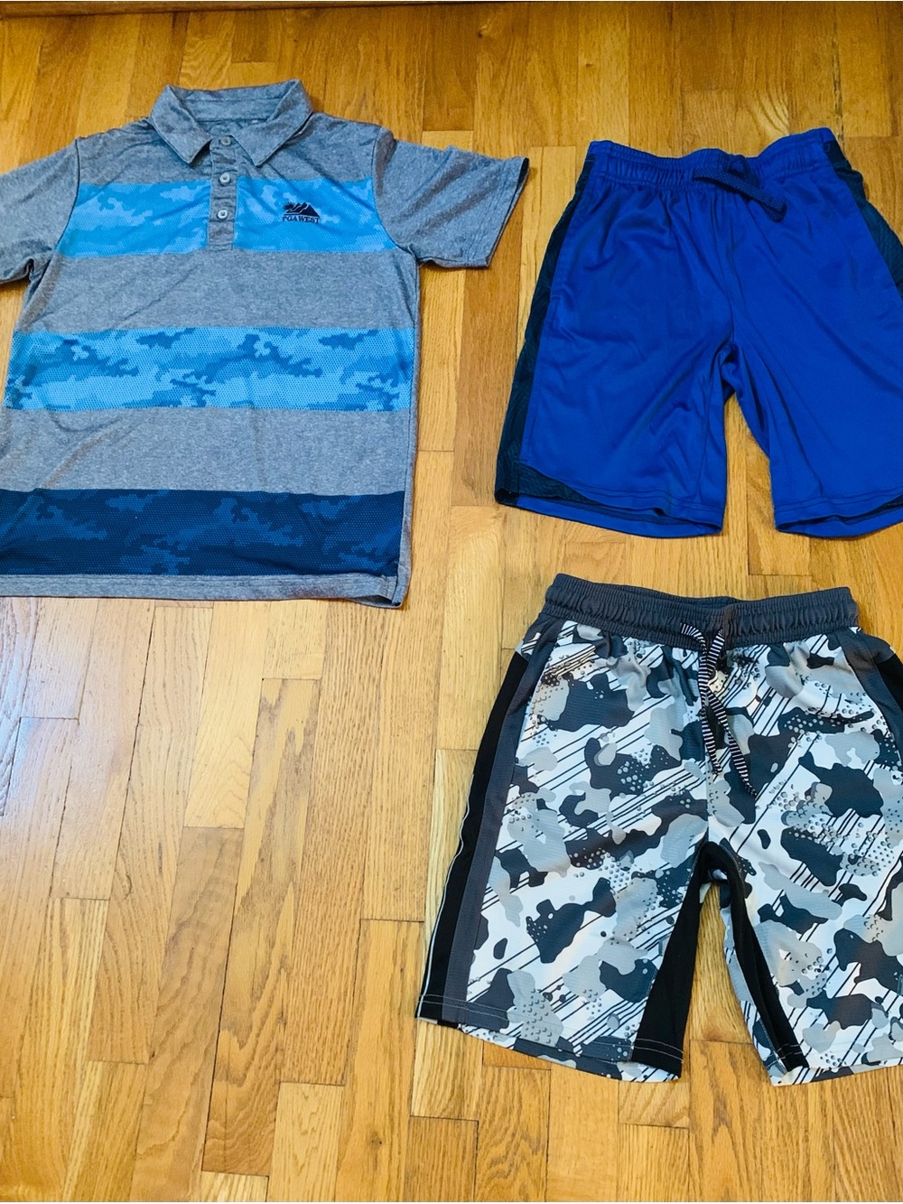 Boys Set Sz 10 : Garb UPF 50+ Polo Shirt & 2 Russell Active Shorts Like New
